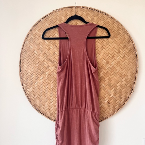 SUNDRY PETAL PINK RUCHED U—NECK SLEEVELESS COTTON DRESS POWDER PINK PASTEL DRESS - Picture 9 of 13